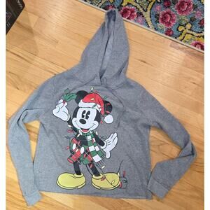 Disney Christmas Mickey cropped hoodie sz M